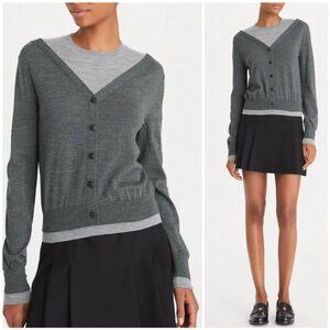Tory Burch Merino Wool Double Layered Crewneck Sweater, XL